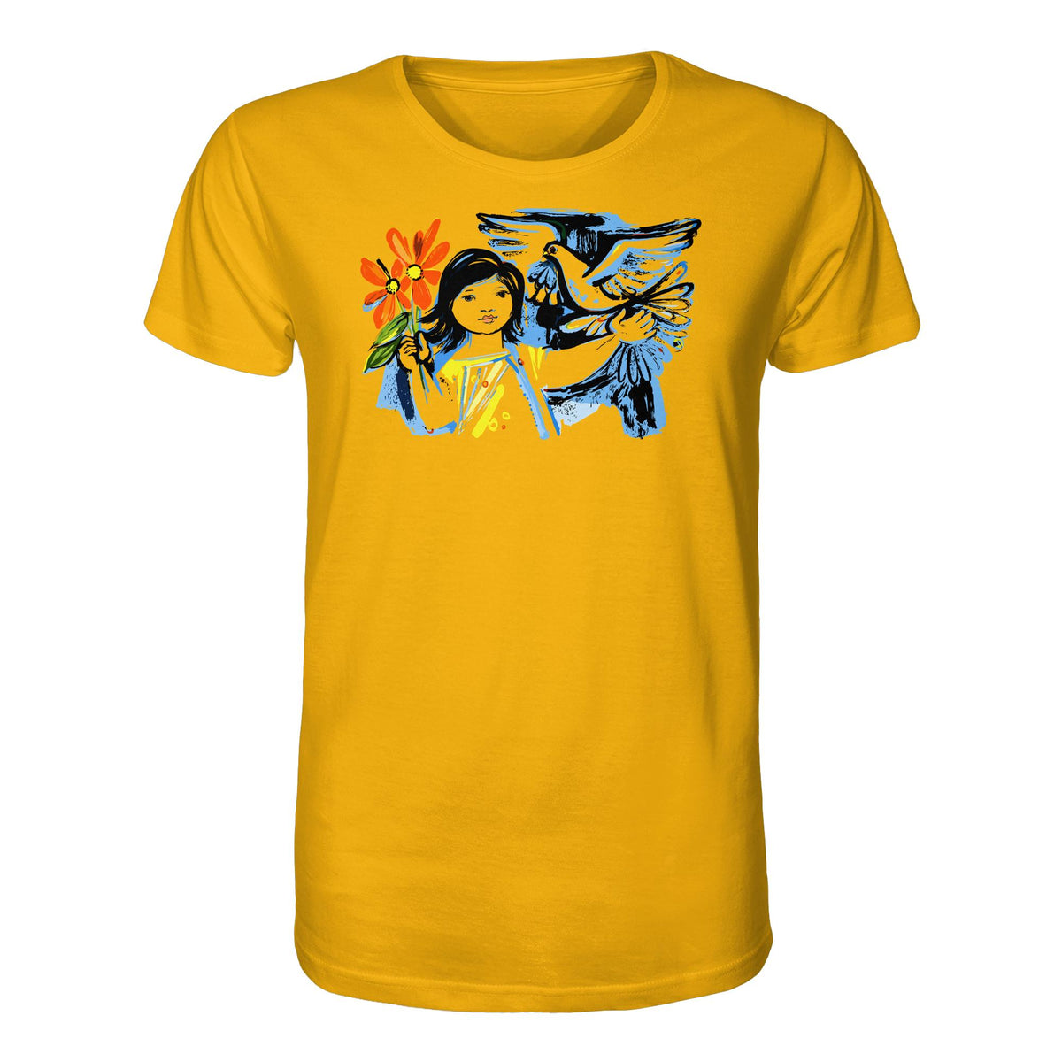 DDR Ostalgie Bio-Shirt Unisex • WALTER WOMACKA - MÄDCHEN MIT FRIEDENSTAUBE (1963)