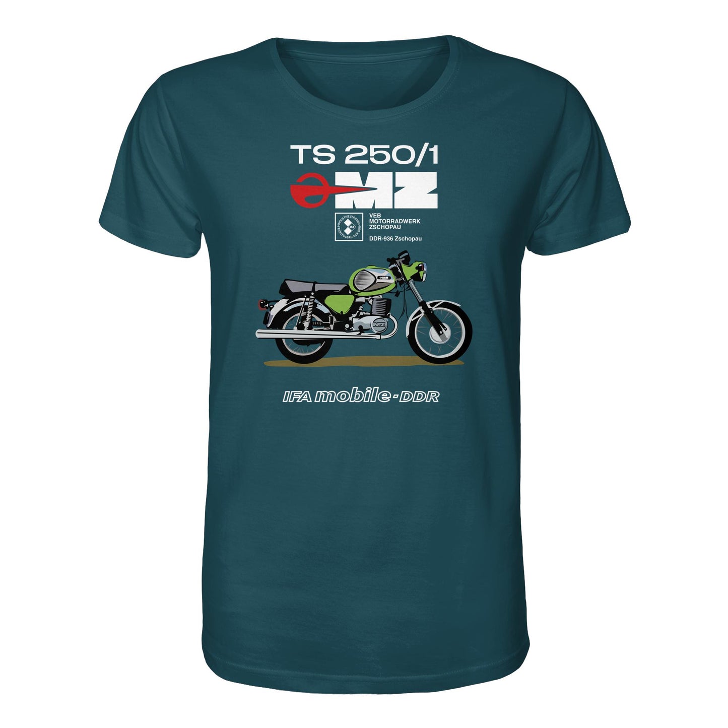 ORGANIC BIO SHIRT UNISEX • MZ TS 250 GRÜN (ORIGINAL DDR-PLAKAT)