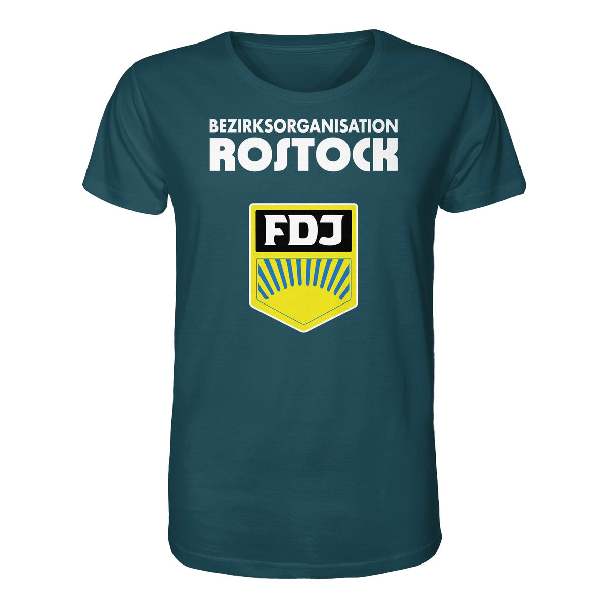 DDR Ostalgie Bio-Shirt Unisex • BEZIRKSORGANISATION ROSTOCK (ORIGINAL-WIMPEL)