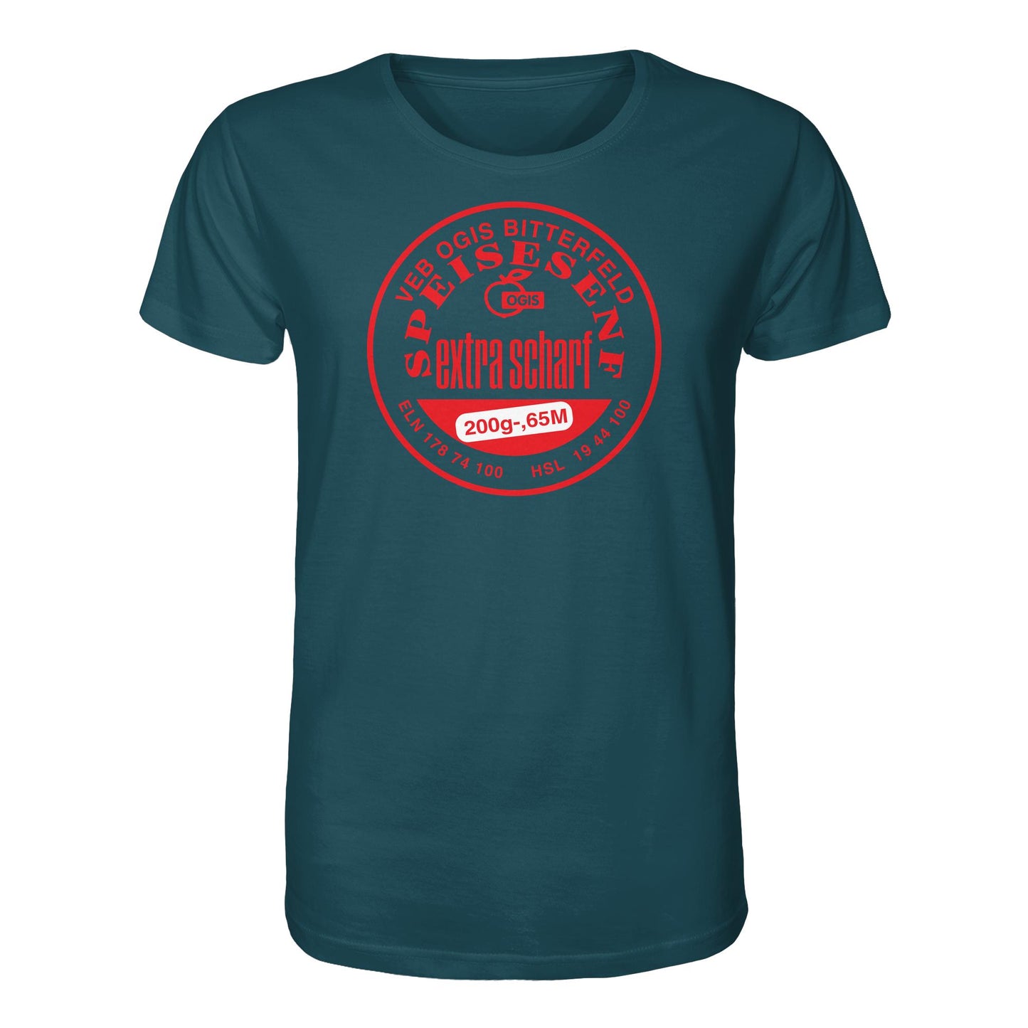 DDR Ostalgie Bio-Shirt Unisex • VEB OGIS BITTERFELD - SPEISESENF EXTRASCHARF