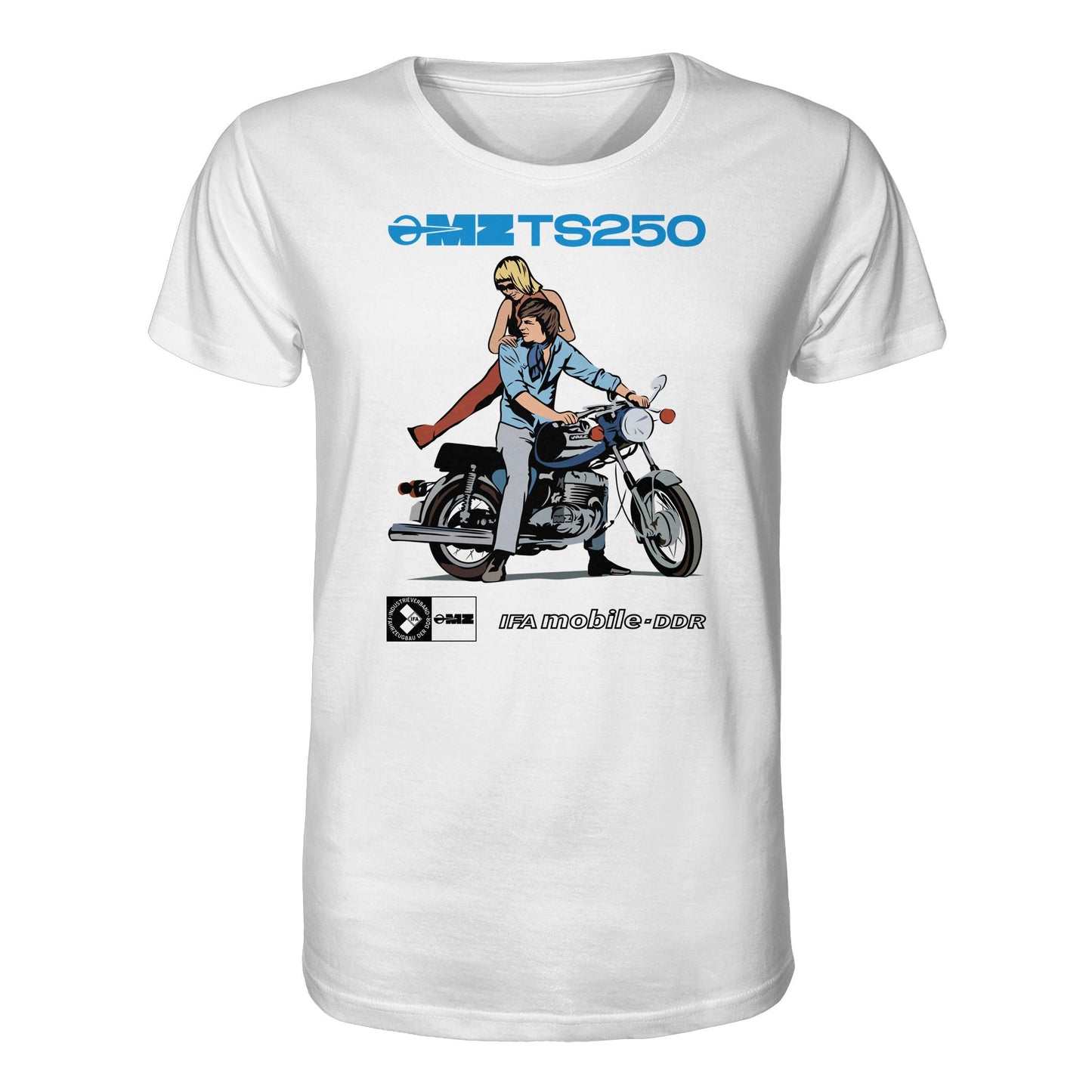 ORGANIC BIO SHIRT UNISEX • MZ TS 250 BLAU (ORIGINAL DDR-PLAKAT)