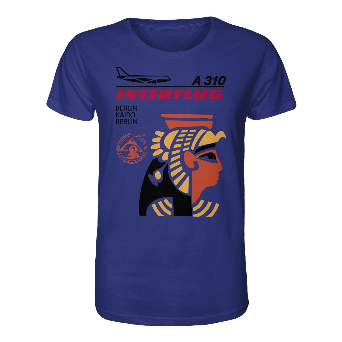 DDR Ostalgie Bio-Shirt Unisex • INTERFLUG BERLIN - KAIRO (ORIGINAL SONDERSTEMPEL)