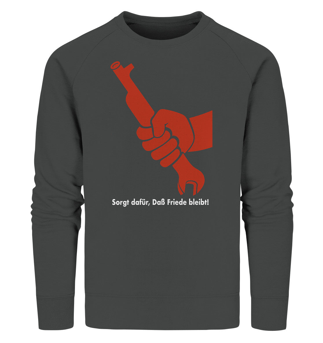 PREMIUM ORGANIC SWEATER UNISEX • SORGT DAFÜR, DASS FRIEDE BLEIBT - DDR-PLAKAT 1982