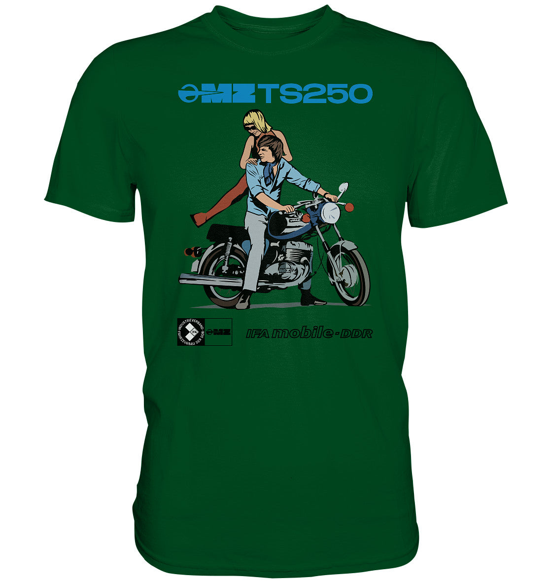 DDR Ostalgie Shirt Unisex • MZ TS 250 BLAU (ORIGINAL DDR-PLAKAT)