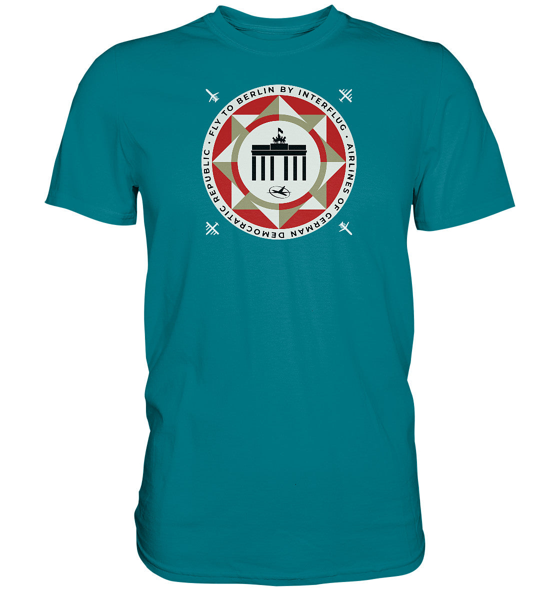 DDR Ostalgie Shirt Unisex • FLY TO BERLIN WITH INTERFLUG - ORIGINALWERBUNG