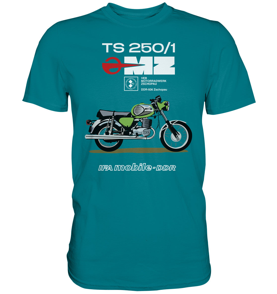 DDR Ostalgie Shirt Unisex • MZ TS 250 GRÜN (ORIGINAL DDR-PLAKAT)