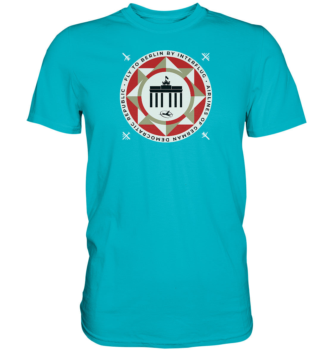 DDR Ostalgie Shirt Unisex • FLY TO BERLIN WITH INTERFLUG - ORIGINALWERBUNG