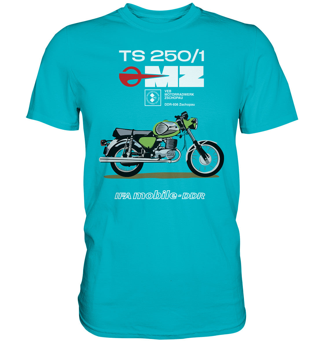 DDR Ostalgie Shirt Unisex • MZ TS 250 GRÜN (ORIGINAL DDR-PLAKAT)