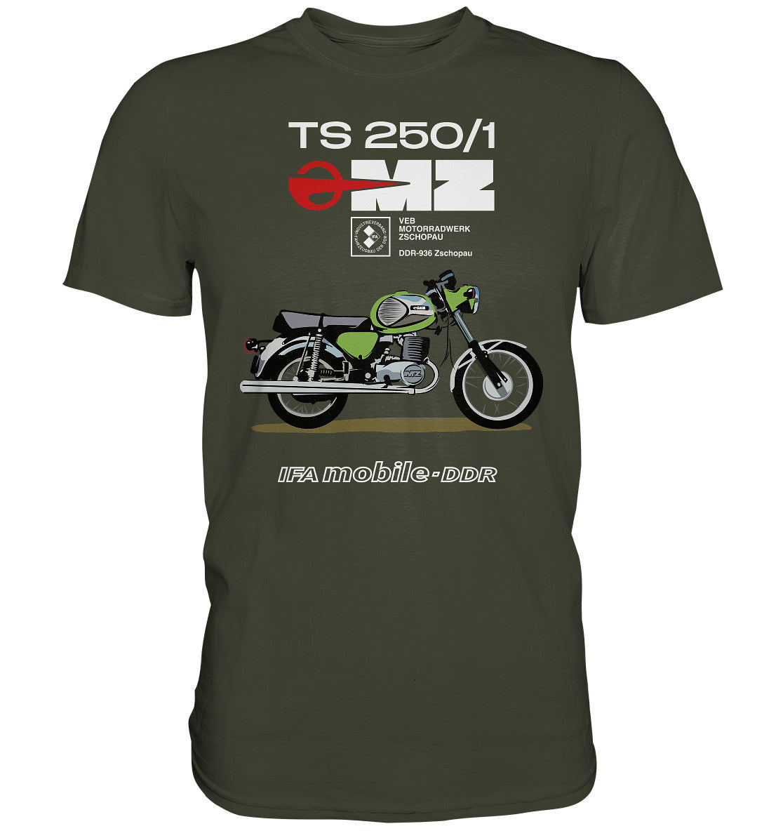 DDR Ostalgie Shirt Unisex • MZ TS 250 GRÜN (ORIGINAL DDR-PLAKAT)