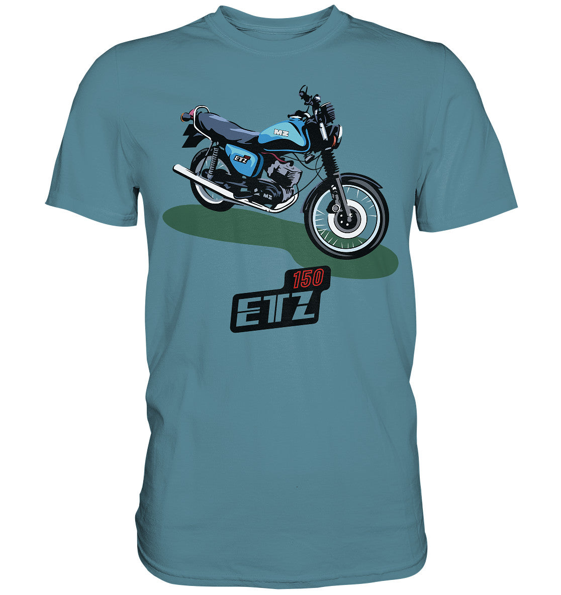 DDR Ostalgie Shirt Unisex • MZ ETZ 150 BLAU (ORIGINAL DDR-PLAKAT)