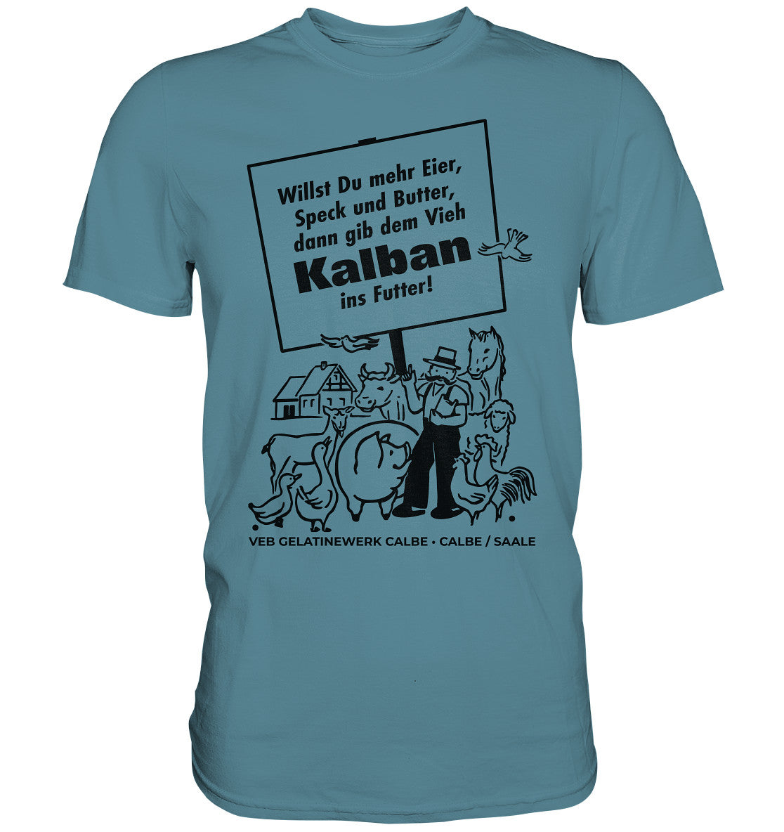 DDR Ostalgie Shirt Unisex • KALBAN, VEB GELATINEWERK CALBE - ORIGINALPLAKAT