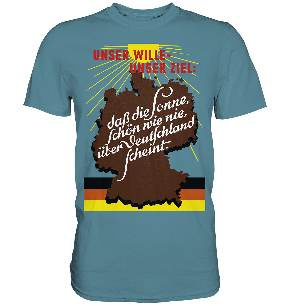 DDR Ostalgie Shirt Unisex • DASS DIE SONNE SCHÖN WIE NIE, ÜBER DEUTSCHLAND SCHEINT - ORIGINAL DDR-PLAKAT
