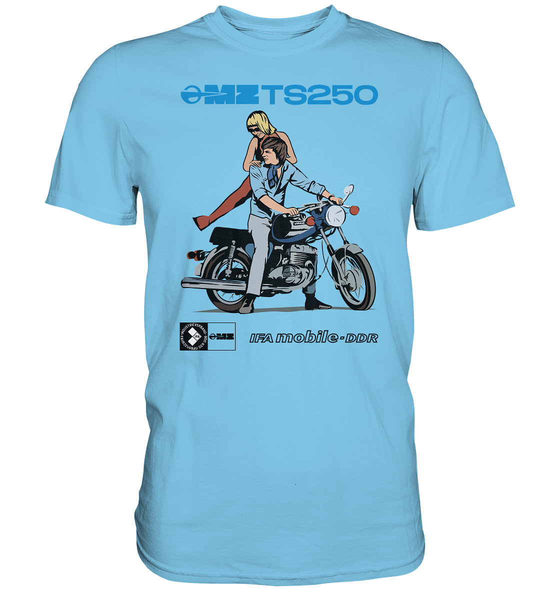 DDR Ostalgie Shirt Unisex • MZ TS 250 BLAU (ORIGINAL DDR-PLAKAT)