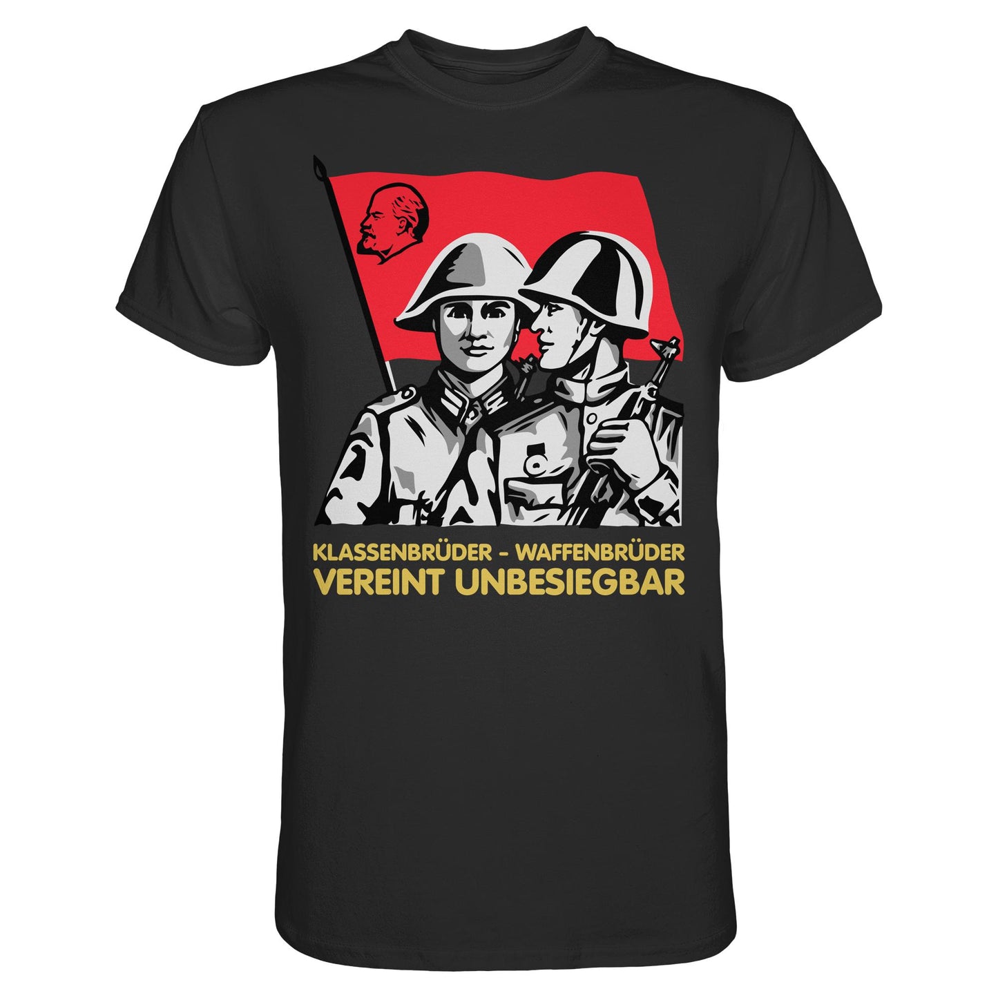 DDR Ostalgie Shirt Unisex • KLASSENBRÜDER WAFFENBRÜDER - VEREINT UNBESIEGBAR (NVA)