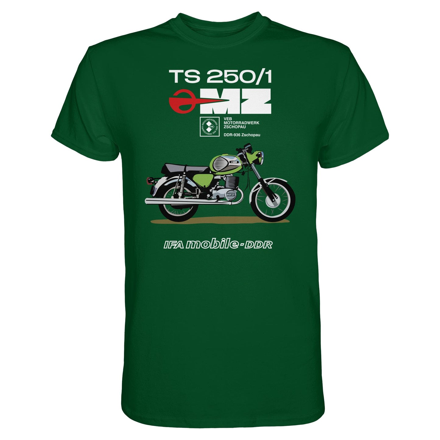 DDR Ostalgie Shirt Unisex • MZ TS 250 GRÜN (ORIGINAL DDR-PLAKAT)