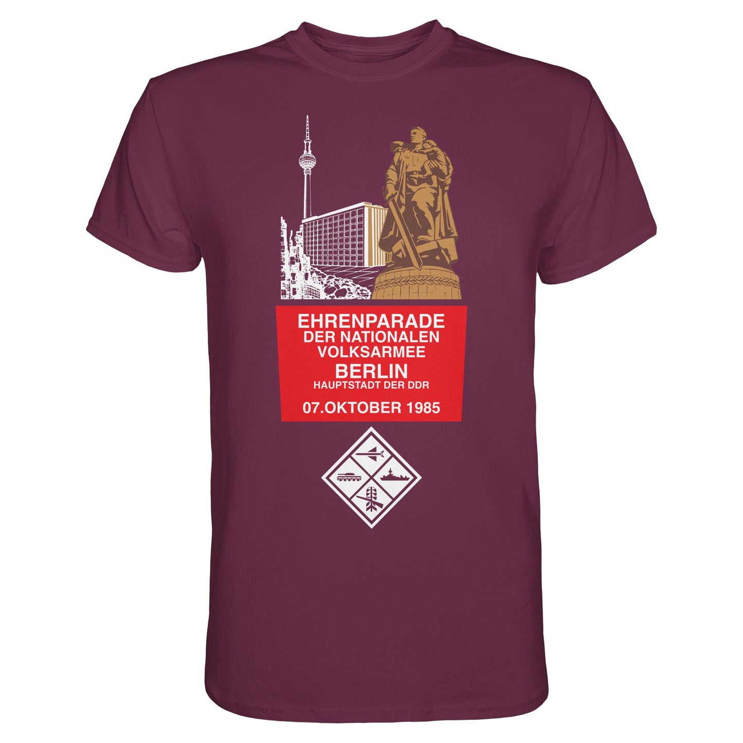 DDR Ostalgie Shirt Unisex • EHRENPARADE DER NVA, 1985 BERLIN (ORIGINALWIMPEL)