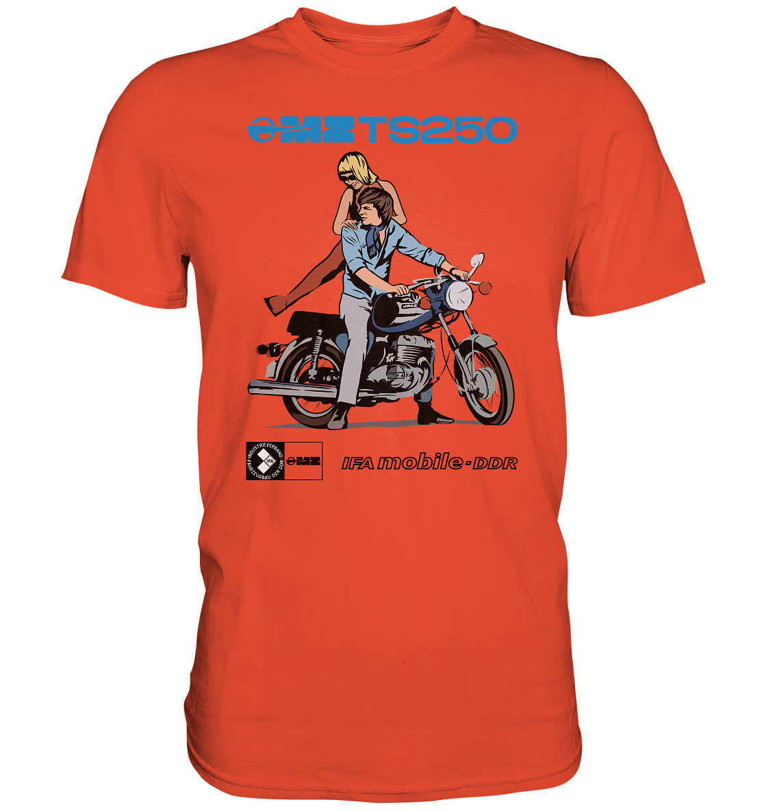DDR Ostalgie Shirt Unisex • MZ TS 250 BLAU (ORIGINAL DDR-PLAKAT)