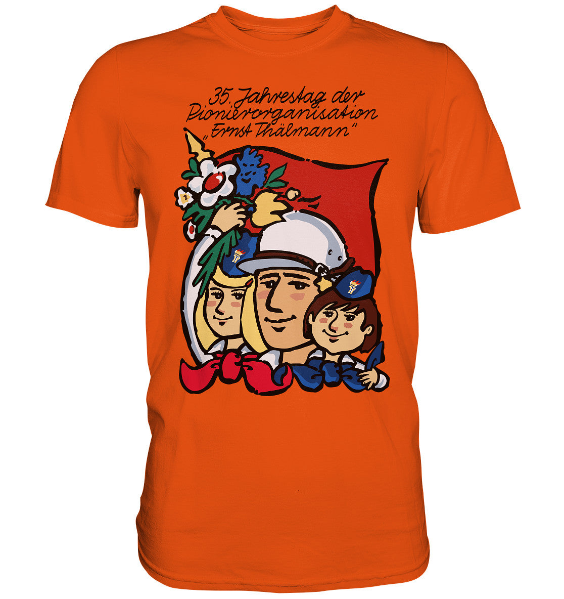 DDR Ostalgie Shirt Unisex • 35 JAHRE PIONIERORGANISATION ERNST THÄLMANN (ORIGINAL DDR-PLAKAT)
