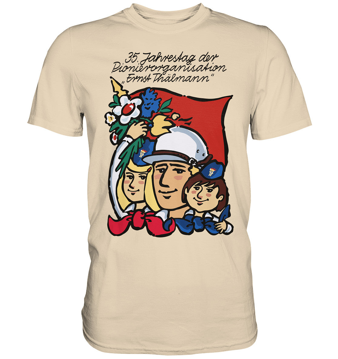DDR Ostalgie Shirt Unisex • 35 JAHRE PIONIERORGANISATION ERNST THÄLMANN (ORIGINAL DDR-PLAKAT)