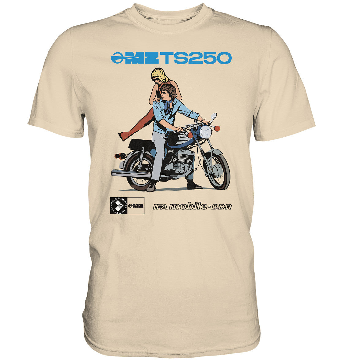 DDR Ostalgie Shirt Unisex • MZ TS 250 BLAU (ORIGINAL DDR-PLAKAT)