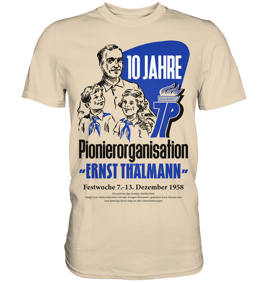 DDR Ostalgie Shirt Unisex • 10 JAHRE PIONIERORGANISATION 1958 - ORIGINAL ILLUSTRATION