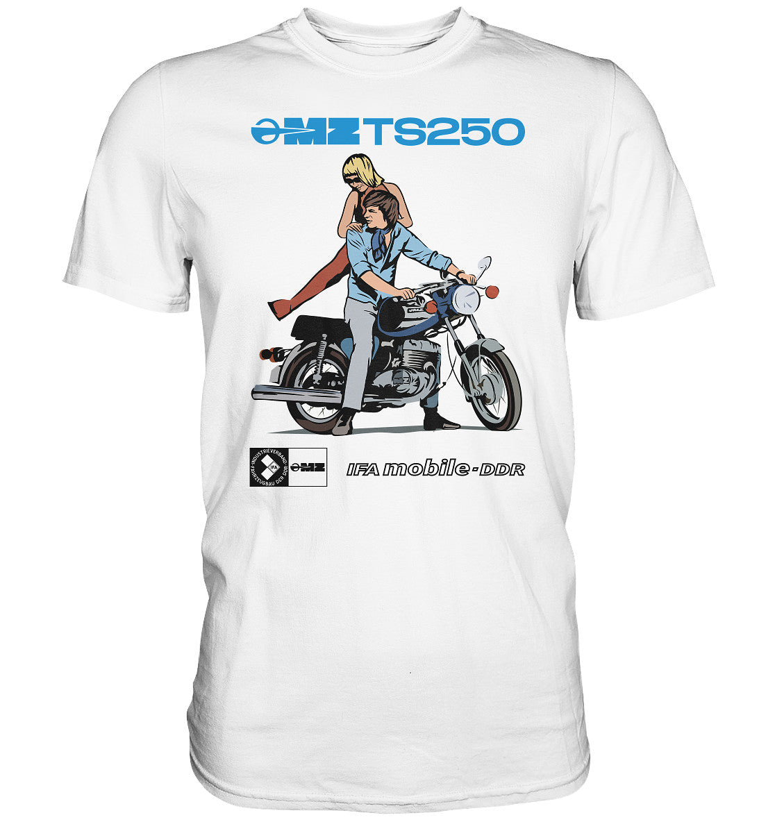 DDR Ostalgie Shirt Unisex • MZ TS 250 BLAU (ORIGINAL DDR-PLAKAT)