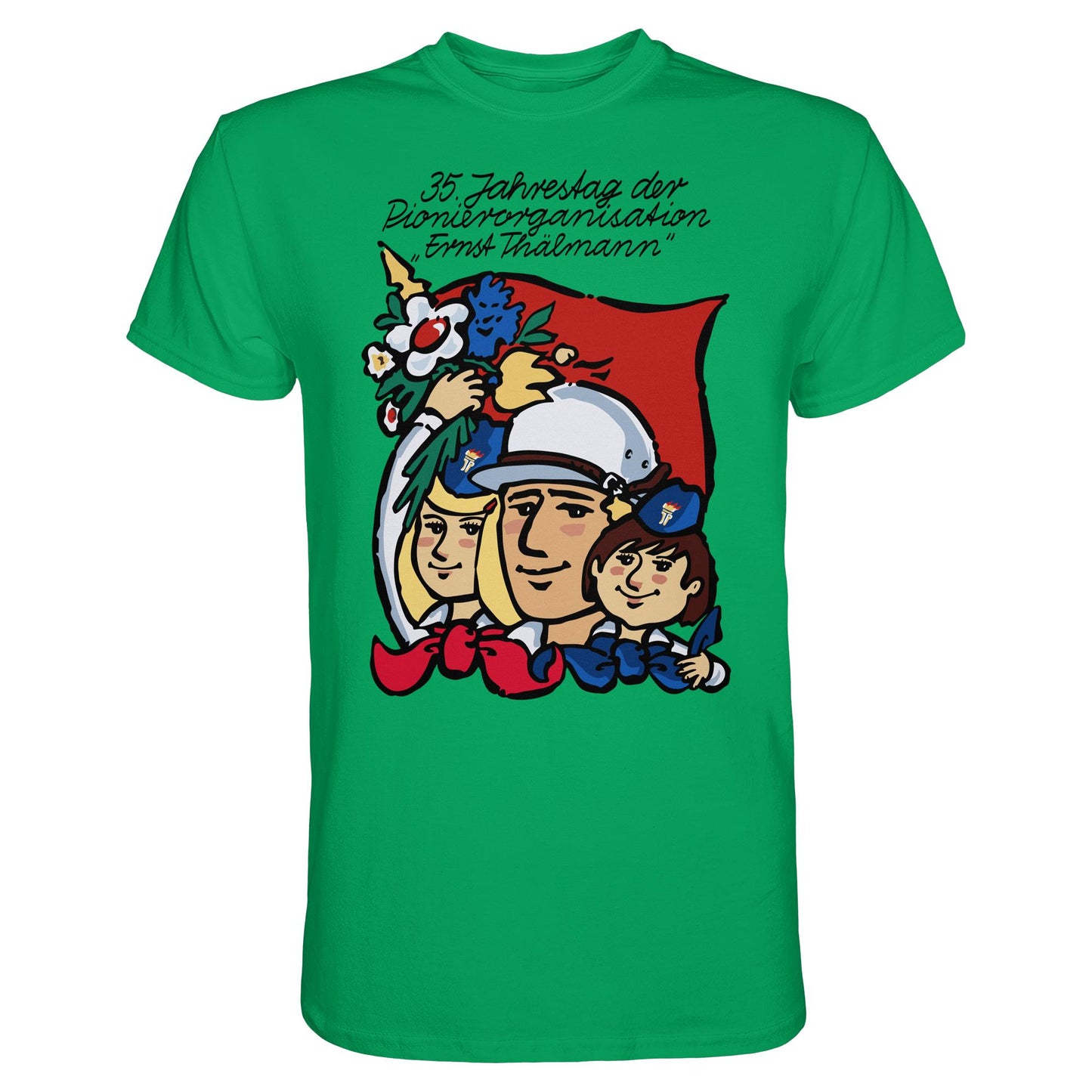 DDR Ostalgie Shirt Unisex • 35 JAHRE PIONIERORGANISATION ERNST THÄLMANN (ORIGINAL DDR-PLAKAT)