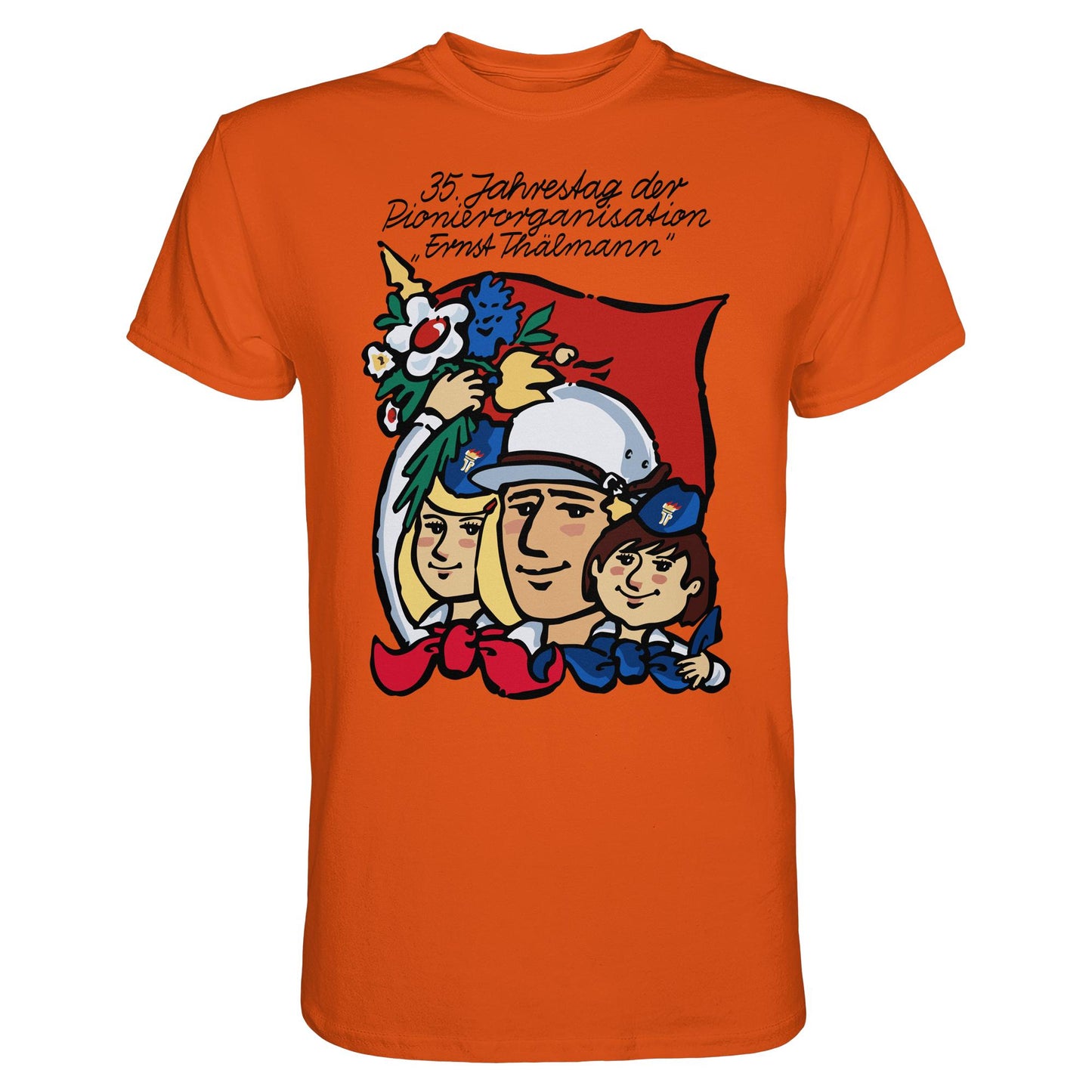 DDR Ostalgie Shirt Unisex • 35 JAHRE PIONIERORGANISATION ERNST THÄLMANN (ORIGINAL DDR-PLAKAT)