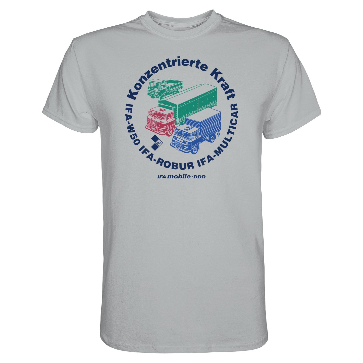 DDR Ostalgie Shirt Unisex • IFA KONZENTRIERTE KRAFT - W50, ROBUR, MULTICAR (ORIGINAL WIMPELMOTIV)