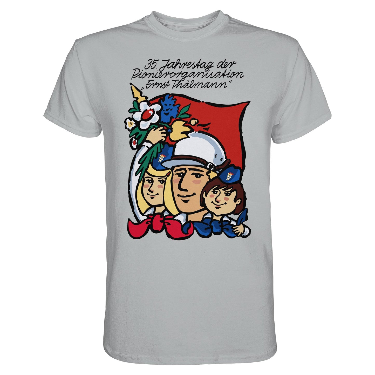 DDR Ostalgie Shirt Unisex • 35 JAHRE PIONIERORGANISATION ERNST THÄLMANN (ORIGINAL DDR-PLAKAT)