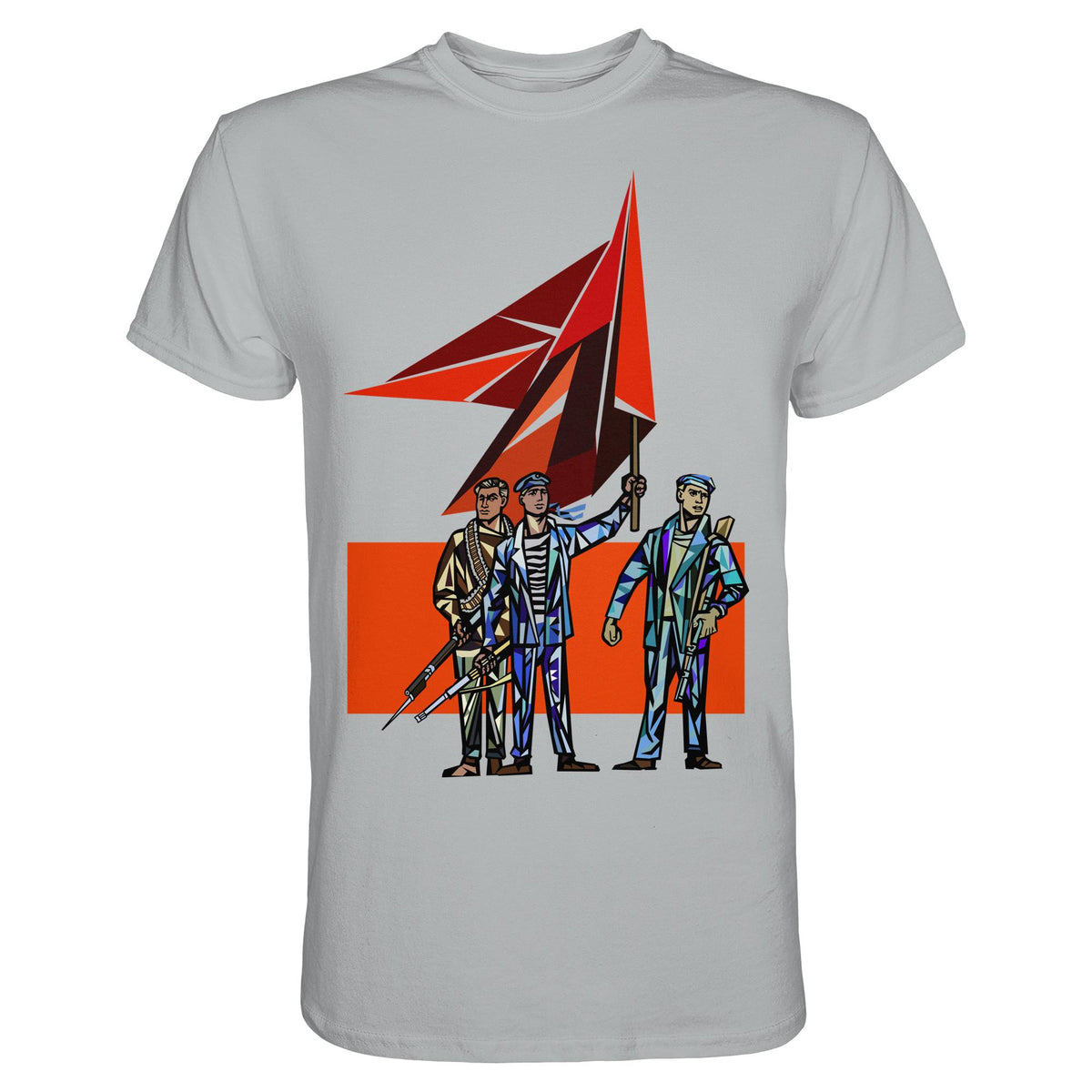 DDR Ostalgie Shirt Unisex • WALTER WOMACKA - BEWAFFNETE ARBEITER (STAATSRATSGEBÄUDE, Aus der Geschichte der Deutschen Arbeiterbewegung, 1964)