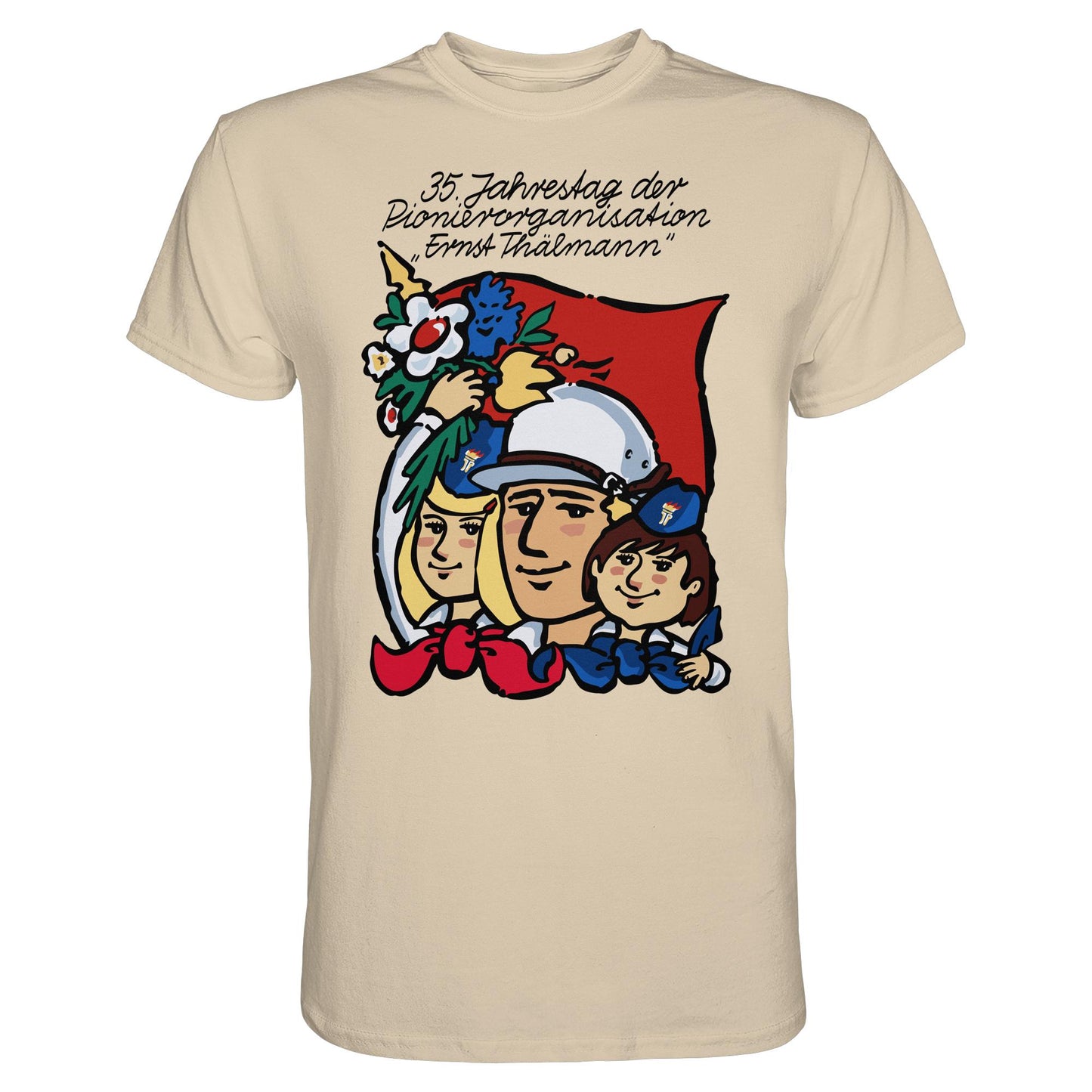 DDR Ostalgie Shirt Unisex • 35 JAHRE PIONIERORGANISATION ERNST THÄLMANN (ORIGINAL DDR-PLAKAT)