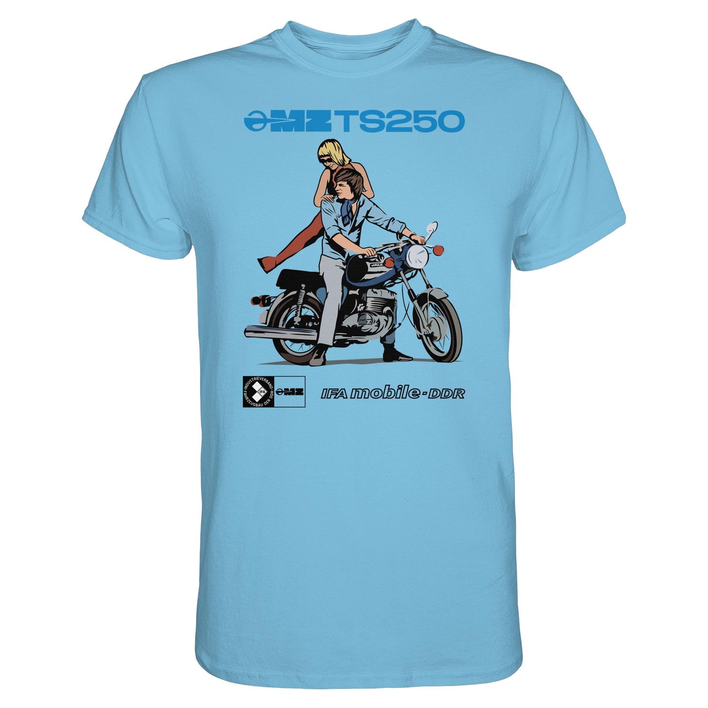DDR Ostalgie Shirt Unisex • MZ TS 250 BLAU (ORIGINAL DDR-PLAKAT)
