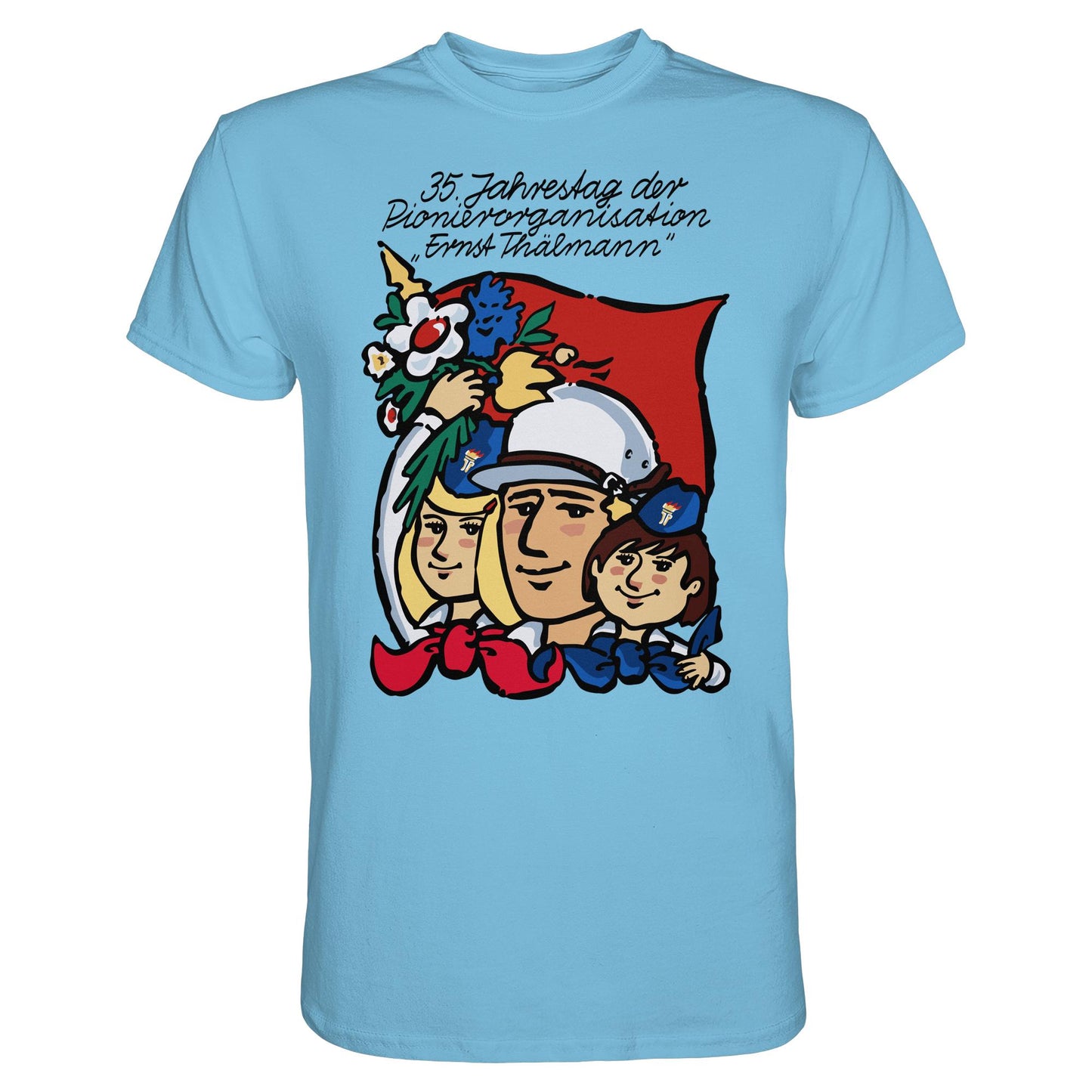 DDR Ostalgie Shirt Unisex • 35 JAHRE PIONIERORGANISATION ERNST THÄLMANN (ORIGINAL DDR-PLAKAT)