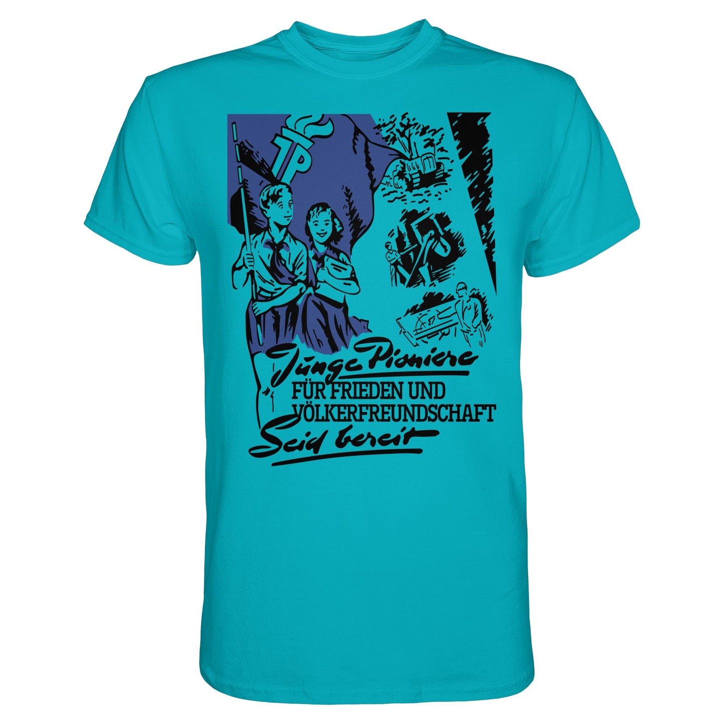 DDR Ostalgie Shirt Unisex • JUNGE PIONIERE FÜR FRIEDEN UND VÖLKERFREUNDSCHAFT - SEID BEREIT
