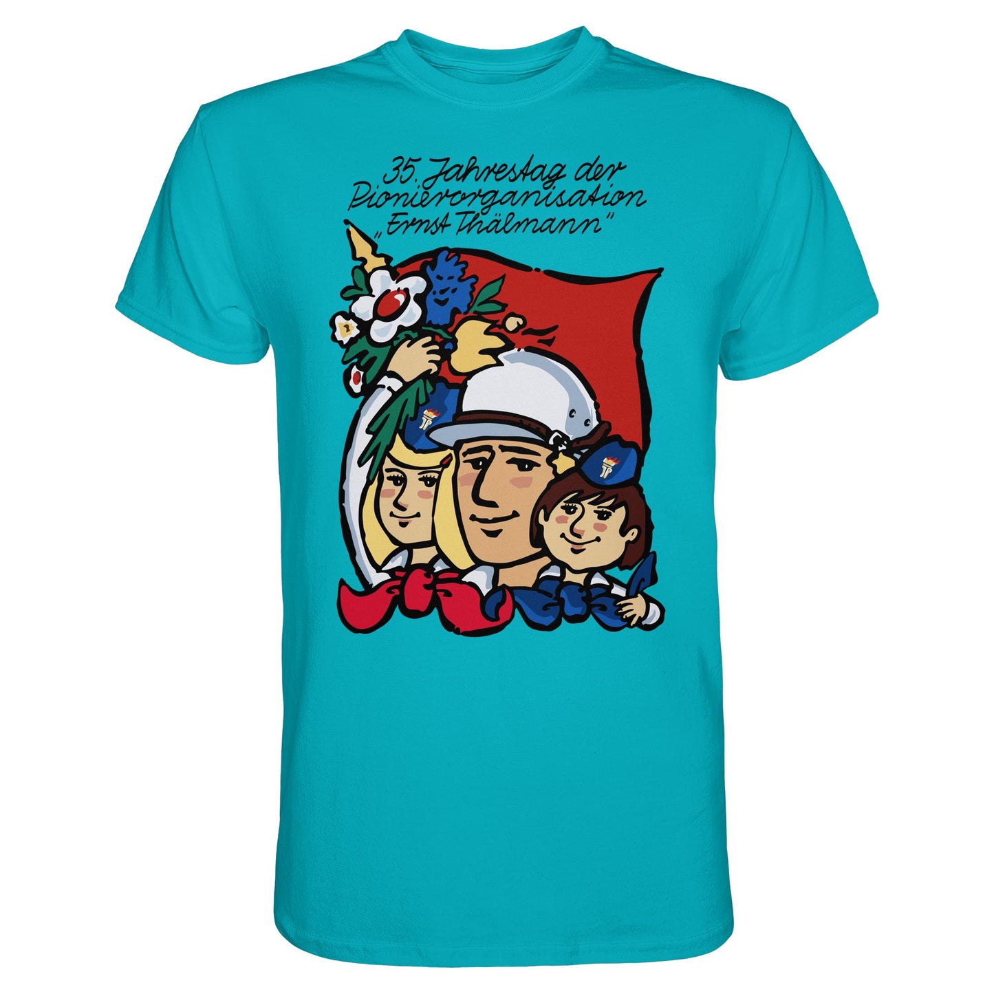 DDR Ostalgie Shirt Unisex • 35 JAHRE PIONIERORGANISATION ERNST THÄLMANN (ORIGINAL DDR-PLAKAT)