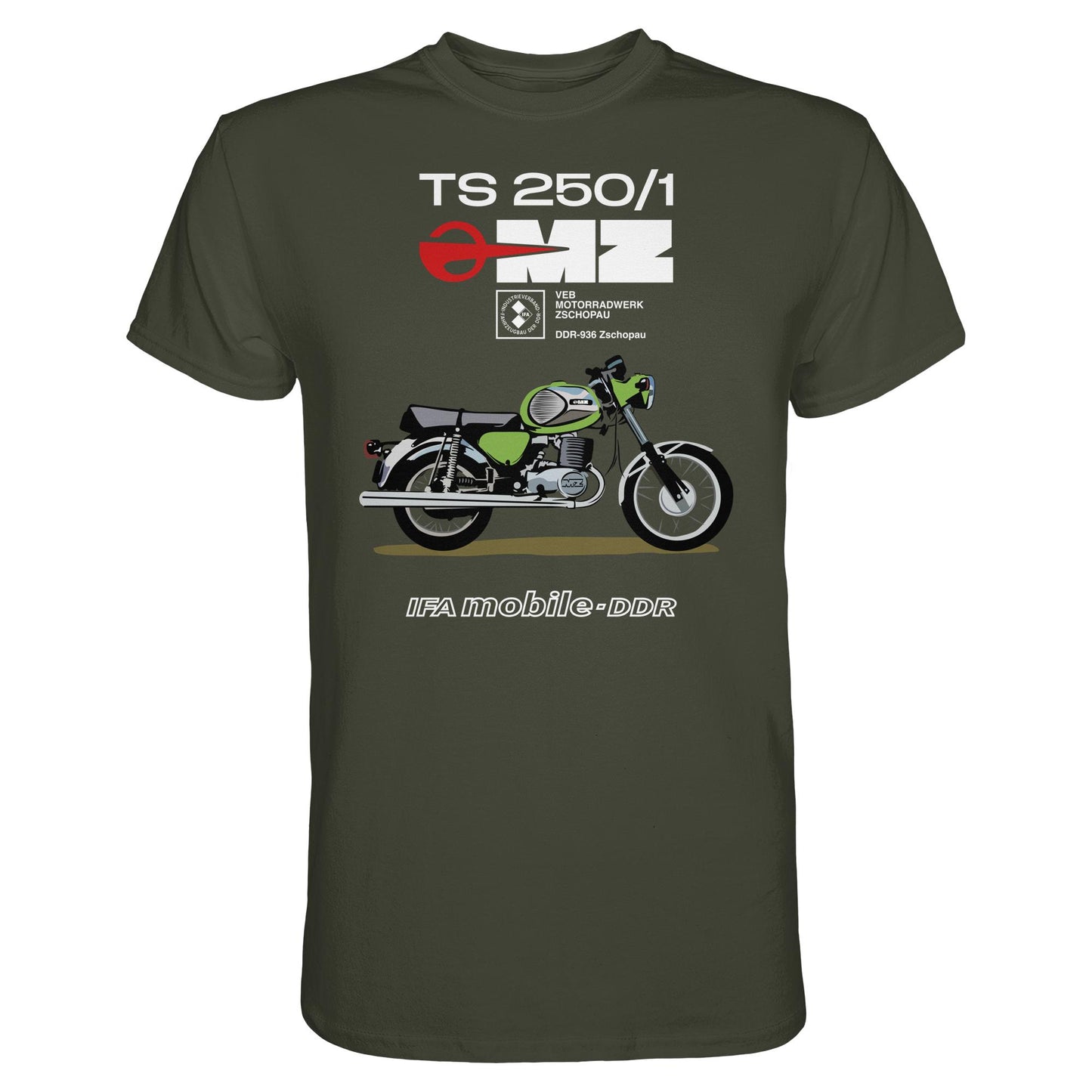 DDR Ostalgie Shirt Unisex • MZ TS 250 GRÜN (ORIGINAL DDR-PLAKAT)