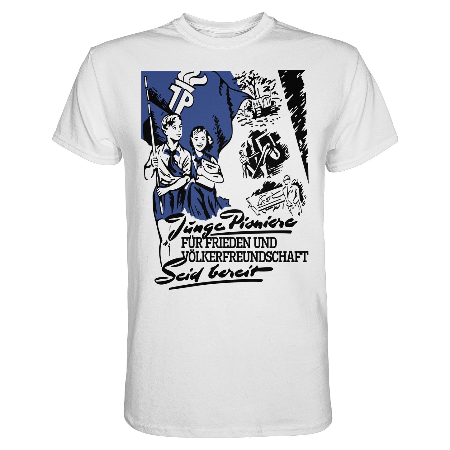 DDR Ostalgie Shirt Unisex • JUNGE PIONIERE FÜR FRIEDEN UND VÖLKERFREUNDSCHAFT - SEID BEREIT