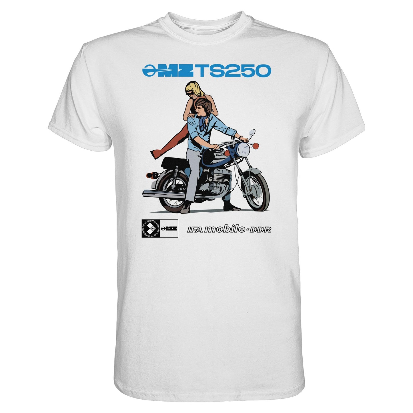 DDR Ostalgie Shirt Unisex • MZ TS 250 BLAU (ORIGINAL DDR-PLAKAT)