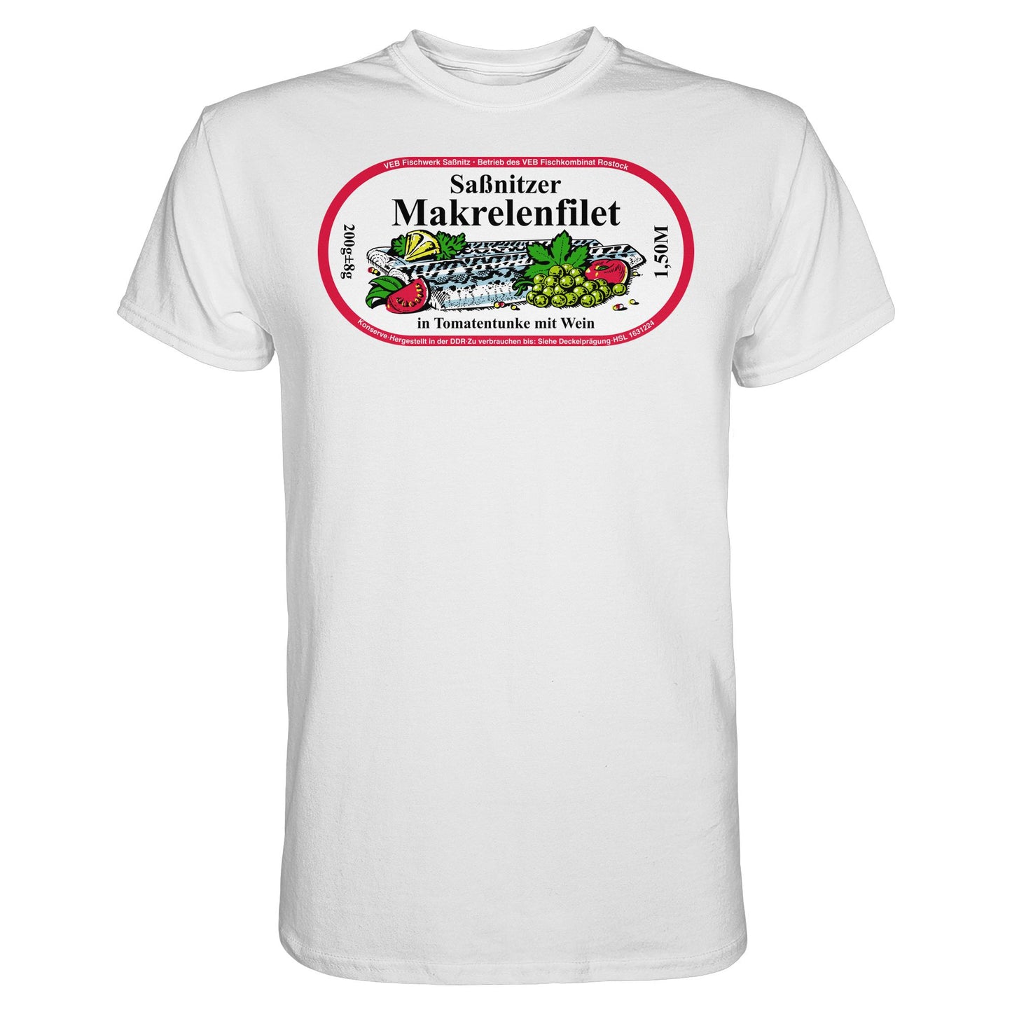 DDR Ostalgie Shirt Unisex • SASSNITZER MAKRELENFILET - VEB FISCHWERK