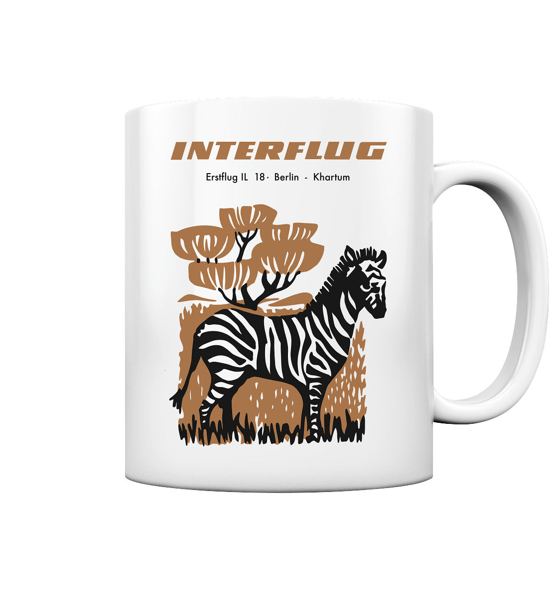 DDR Ostalgie Tasse • INTERFLUG BERLIN - KHARTUM (ORIGINAL SONDERSTEMPEL)