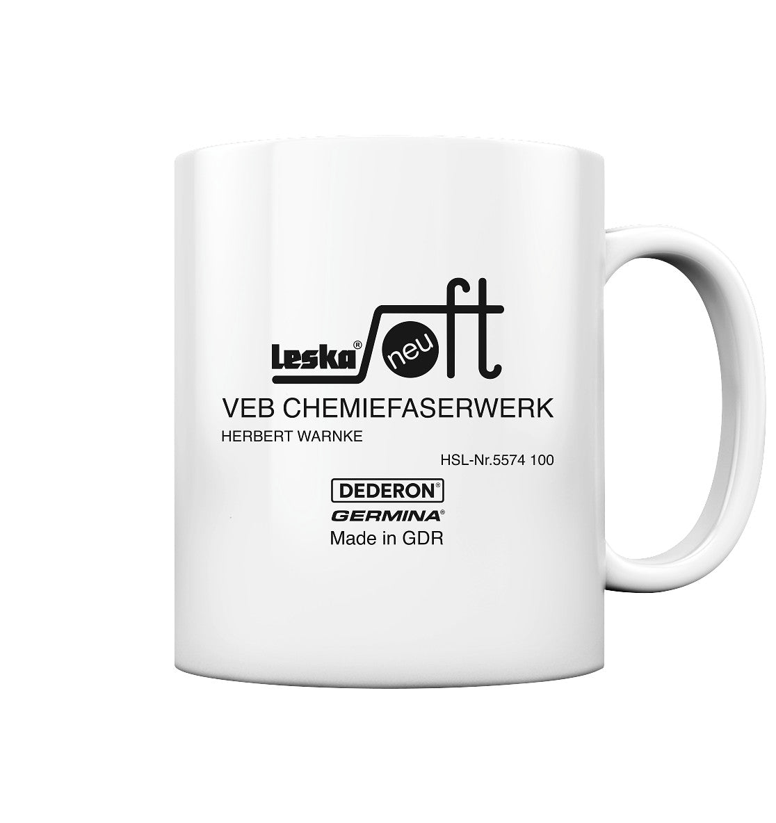 DDR Ostalgie Tasse • LESKA VEB CHEMIEFASERWERK HERBERT WARNKE - DEDERON, GERMINA