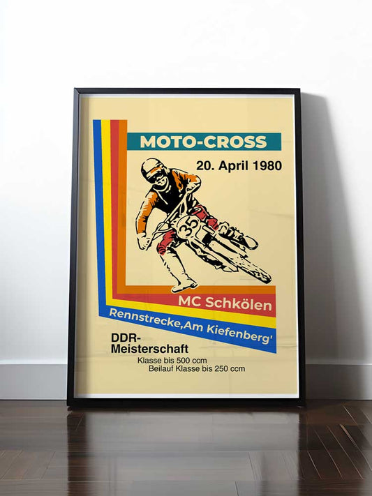 Historisches DDR Poster (A4 | A3 | A2 | A1) • DDR MOTOCROSS MEISTERSCHAFT 1980