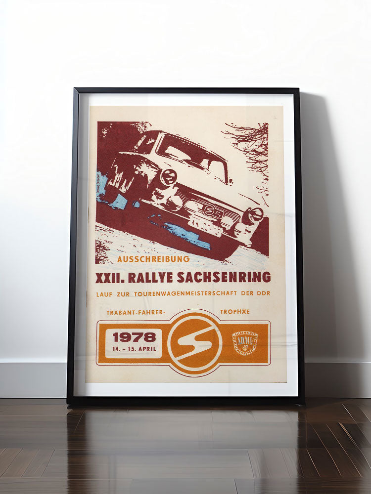 Historisches DDR Poster (A4 | A3 | A2 | A1) • 22. RALLYE SACHSENRING, TOURENWAGENMEISTERSCHAFT DER DDR - 1978