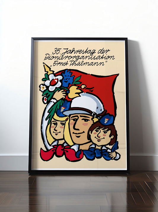 Historisches DDR Poster (A4 | A3 | A2 | A1) • 35 JAHRE PIONIERORGANISATION ERNST THÄLMANN (ORIGINAL DDR-PLAKAT)