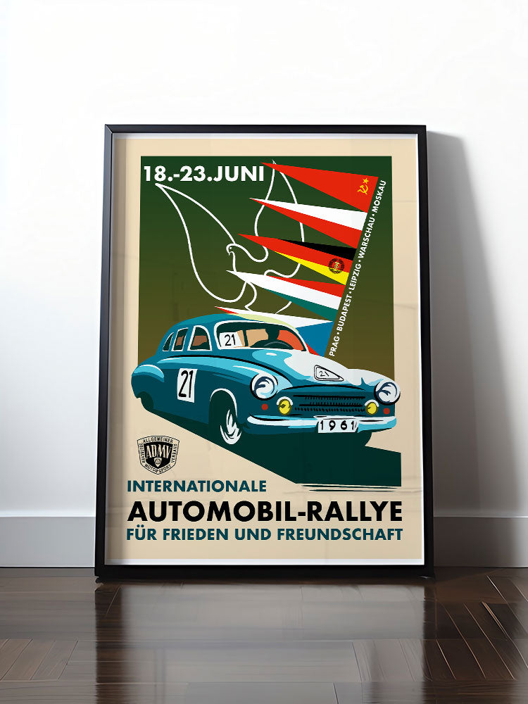 Historisches DDR Poster (A4 | A3 | A2 | A1) • INTERNATIONALE RALLYE WARTBURG 1961 (ORIGINAL-PLAKAT)
