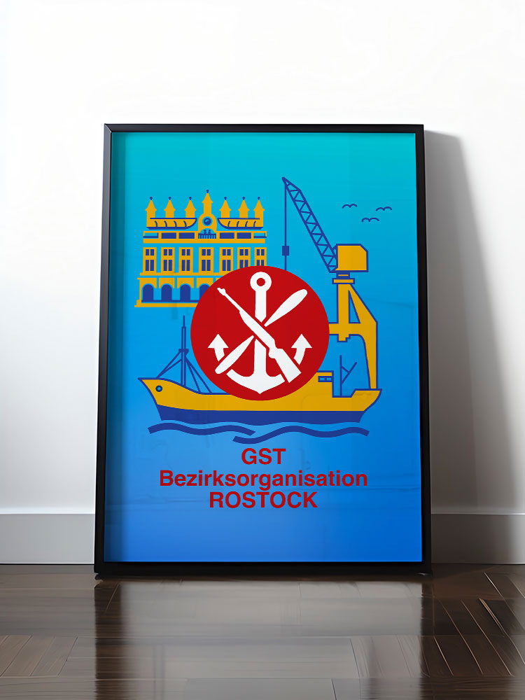 Historisches DDR Poster (A4 | A3 | A2 | A1) • GST BEZIRKSORGANISATION ROSTOCK