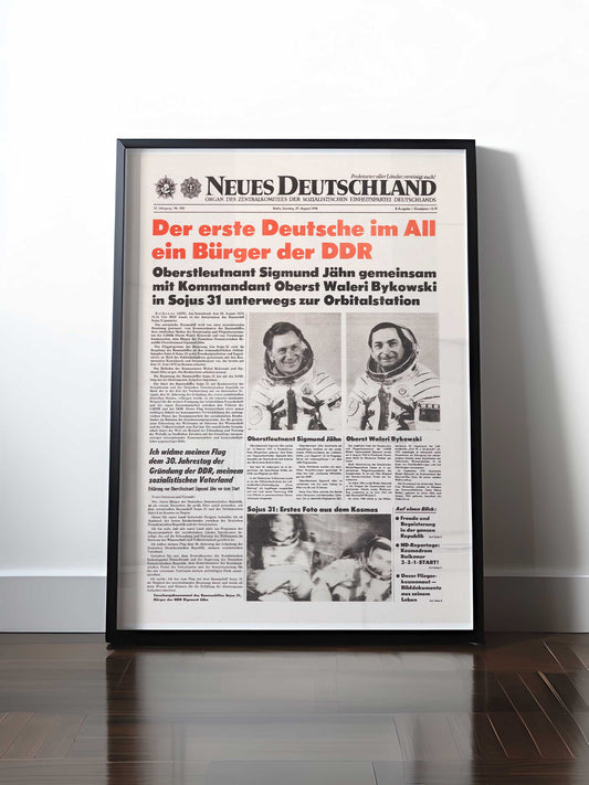 Historisches DDR Poster (A4 | A3 | A2 | A1) • SIGMUND JÄHN - DER ERSTE DEUTSCHE IM ALL, ND TITEL 27.08.78