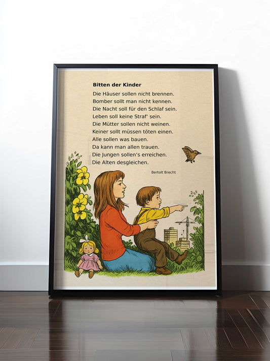 Historisches DDR Poster (A4 | A3 | A2 | A1) • BITTEN DER KINDER (DDR-FIBEL)