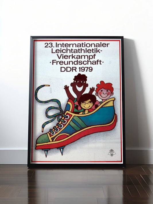 Historisches DDR Poster (A4 | A3 | A2 | A1) • DDR: LEICHTATHLETIK-VIERKAMPF